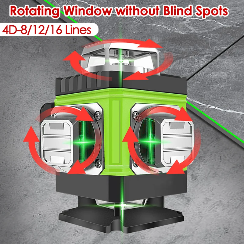 Laser Level 16 Lines 4D Green - Лазерный уровень 8/12/16 линий, 4D, зеленая