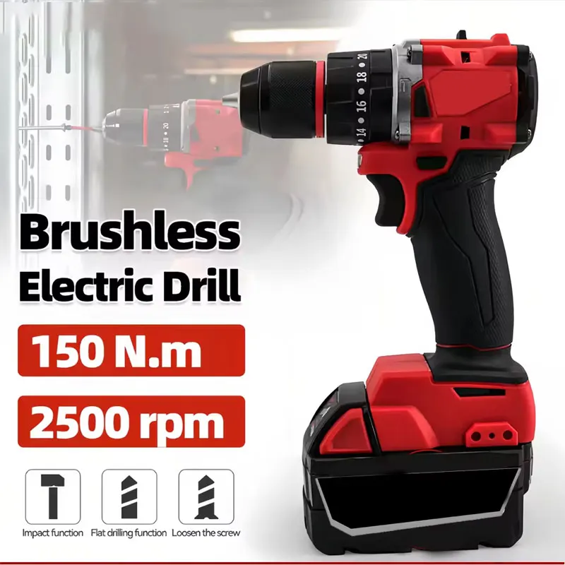 Brushless Cordless Electric Drill 18V - Маленькая электрическая бесщеточная ударная дрель 150