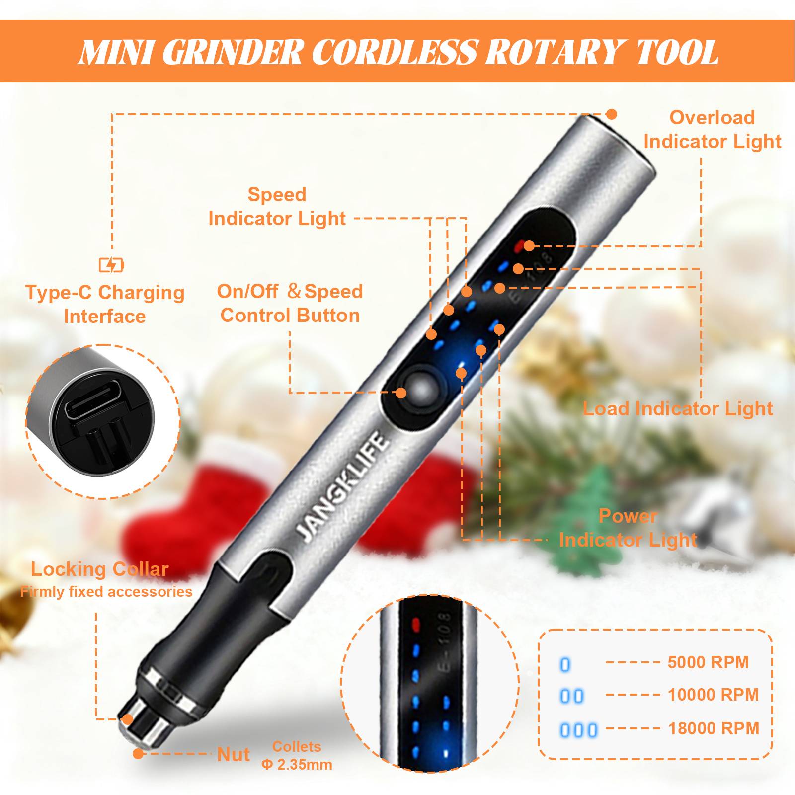 JANGKLIFE USB беспроводной рот – обзор и цена Cordless Rotary Tool Kit Accessories