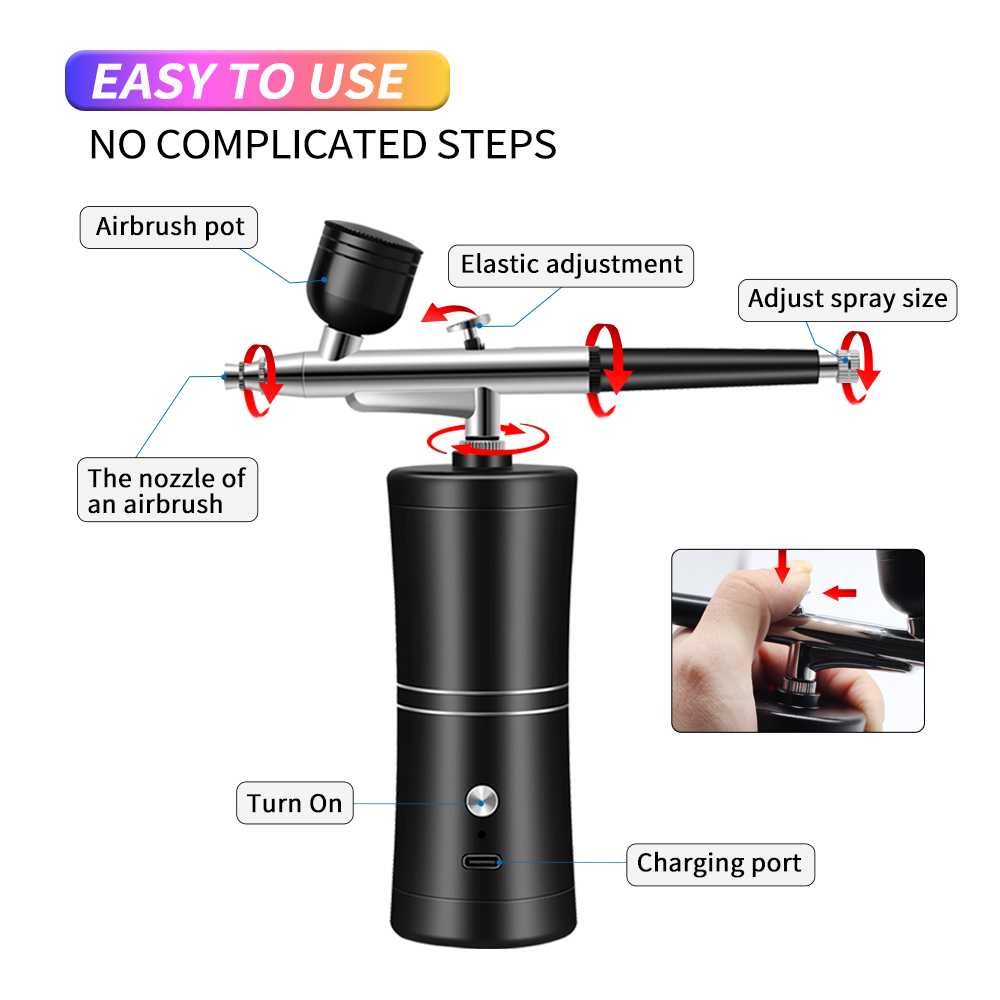 Портативный перезаряжаемый бес – обзор и цена Airbrush Kit With Mini Compressor